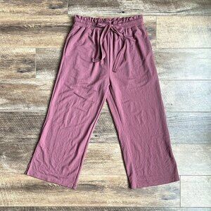 Listicle High Waisted Cropped Wide Leg Pants Maroon S
